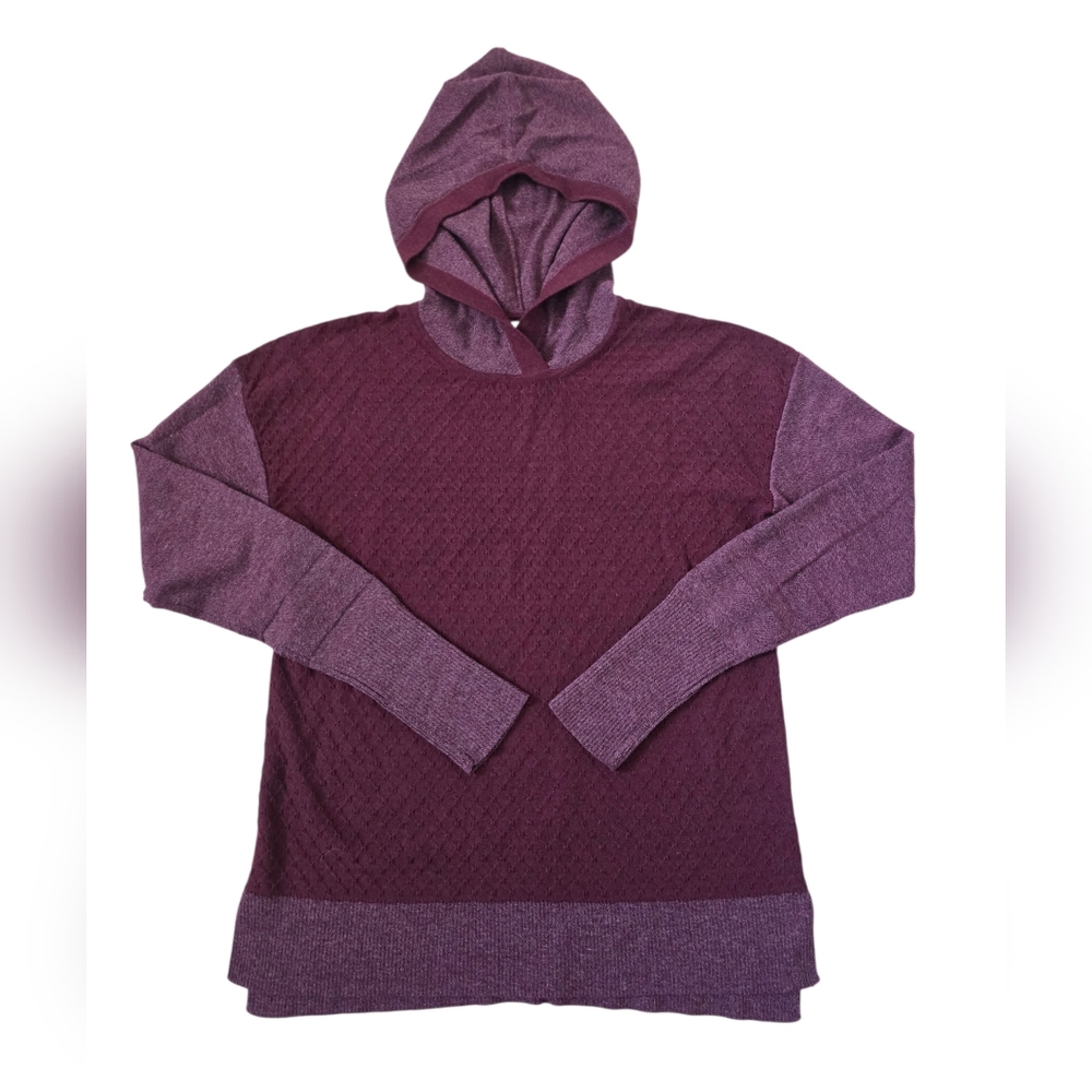 SMARTWOOL WOMEN'S SHADOW PINE HOODIE SWEATER Black Cherry Heather - Picture 7 of 10